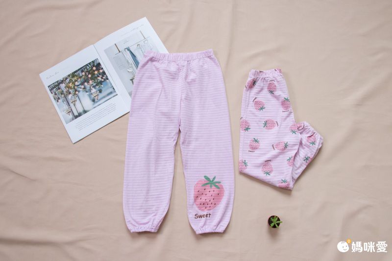 MAMDADKIDS - 竹節棉長褲兩件組-草莓組合-紫色