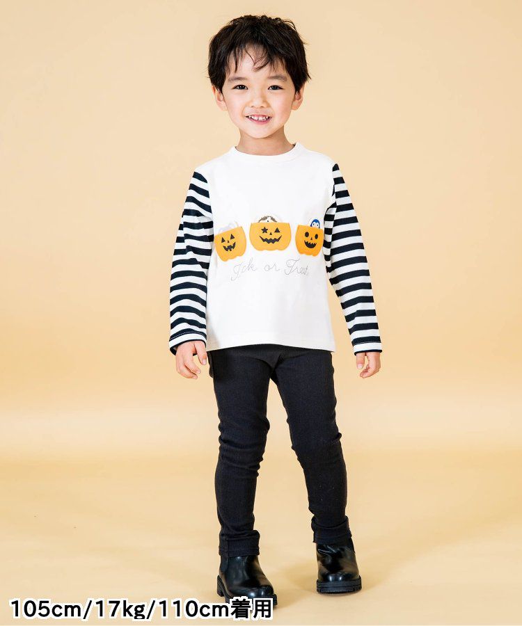 日本 BIT'Z - 萬聖節立體造型拼接長袖上衣-南瓜-白