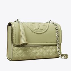 TORY BURCH - 菱格絎縫皮革鏈帶包 (草綠)