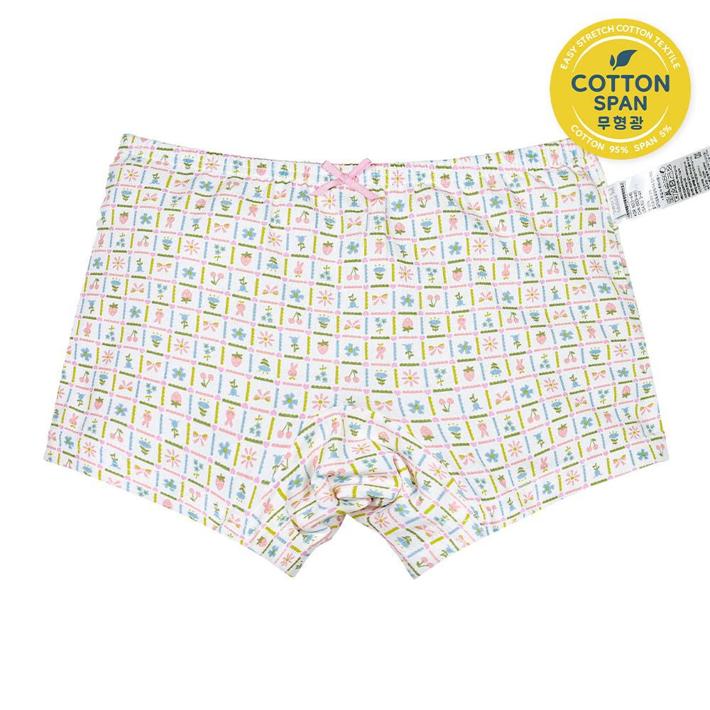 輕柔棉透氣四角褲(女寶)-繽紛花園小方格