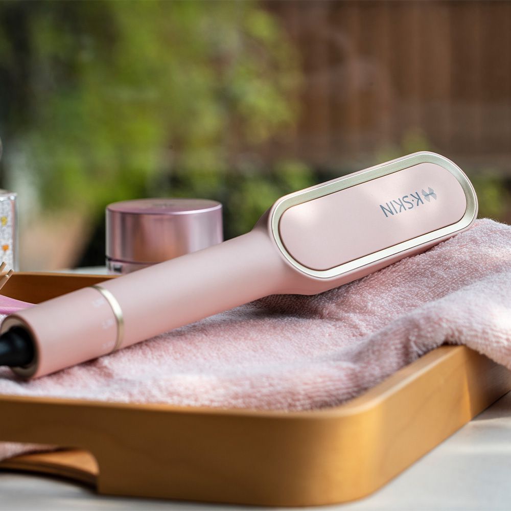 國際電壓溫控直髮梳KD380A-櫻花粉