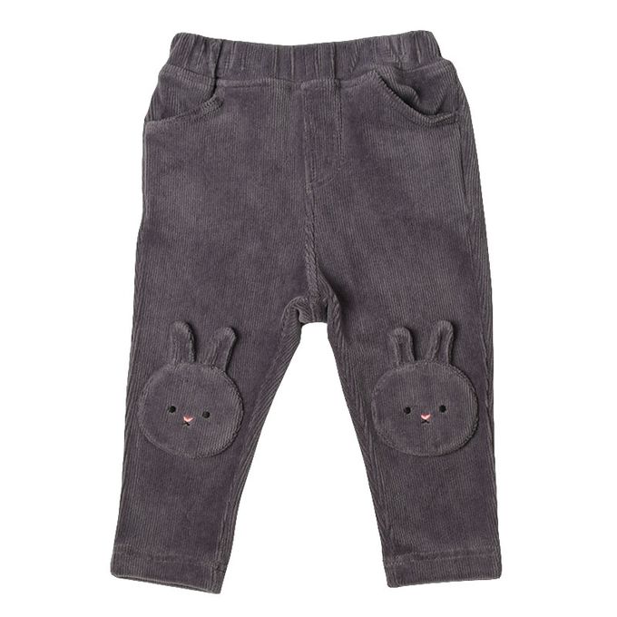 akachan honpo - 10分燈心絨褲-膝蓋圖案-深灰色