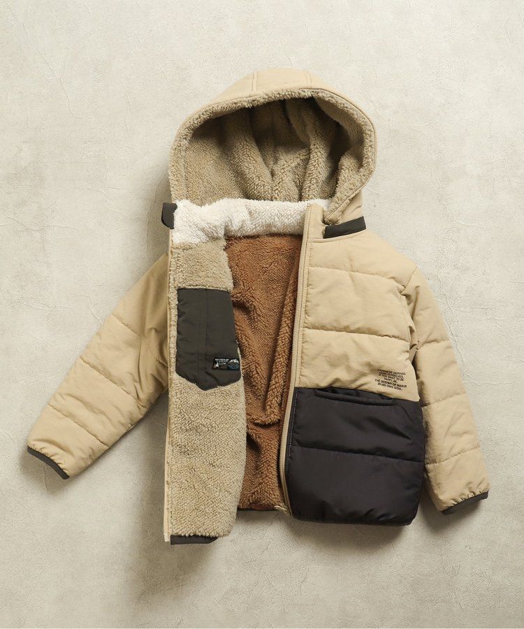 日本 BREEZE - 2WAY極暖裏絨保暖鋪棉外套-卡其x咖啡