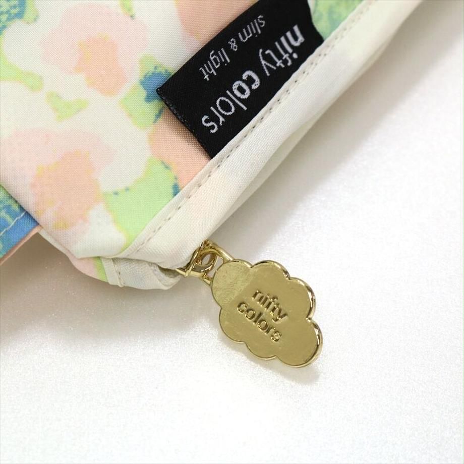 日本 nifty colors - 抗UV輕量 晴雨兩用折疊傘-春日綻放-藍綠 (直徑88cm/158g)