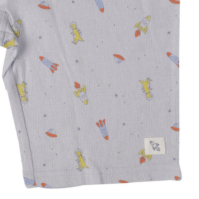 akachan honpo - 短袖家居服-恐龍火箭-淺藍色 (100cm)