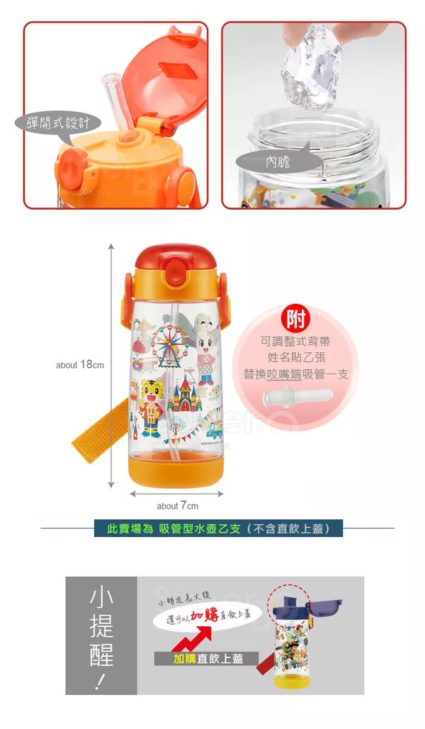 日本 SKATER - 兒童PET吸管水壺(480ml)-巧虎