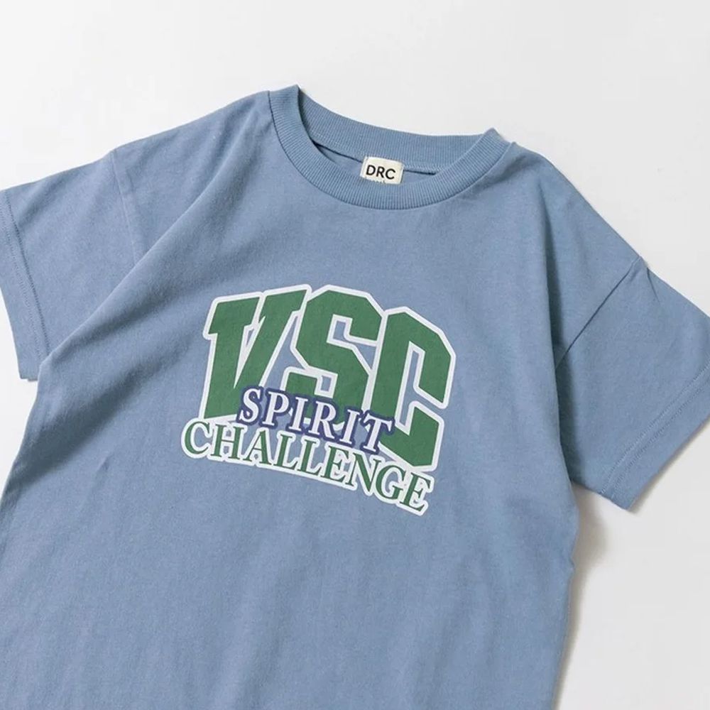 天竺棉可愛印花短袖上衣-VSC-灰藍