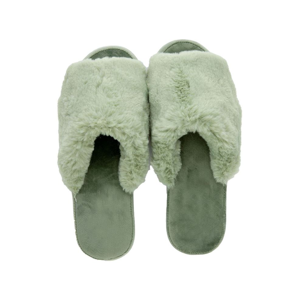 日本千趣會 - 華麗刷毛楔型保暖室內拖鞋-薄荷 (23-24.5cm)