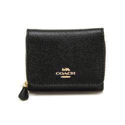 COACH - 防刮皮革三折短夾 (黑色)
