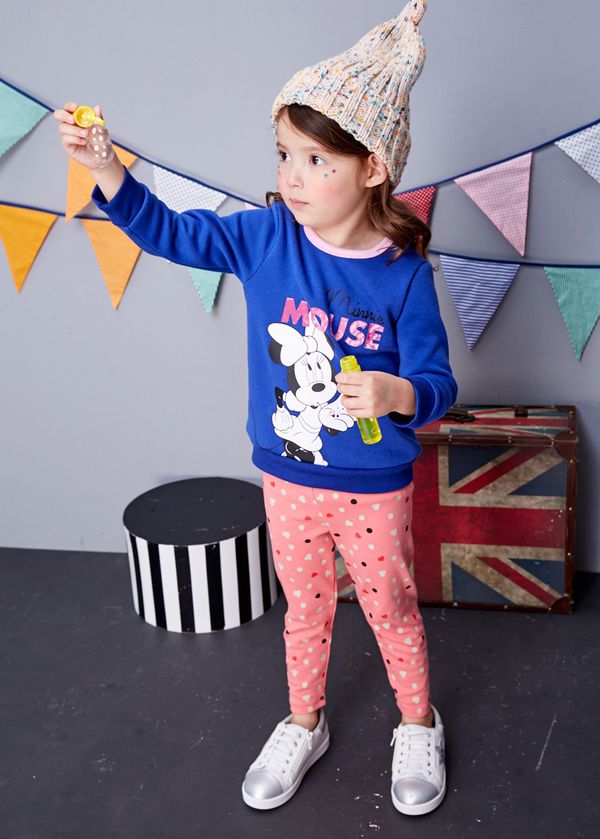 麗嬰房 Disney - baby米妮系列圓點彈力棉長褲-熱情粉