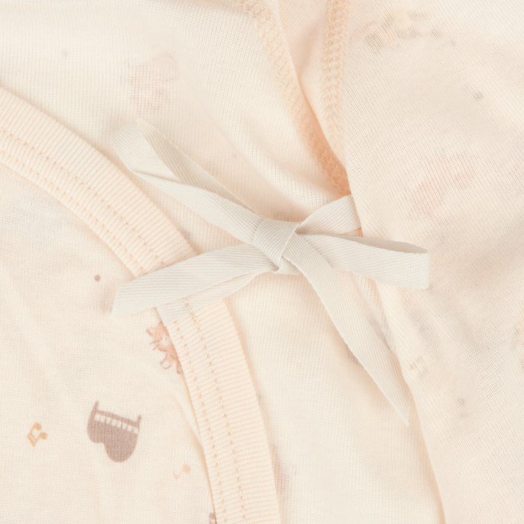 akachan honpo - 新生兒內衣6件組 長袖-按扣款 小貓-粉紅色 (肚衣:50cm 蝴蝶裝:50~60cm)