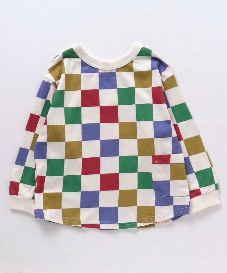 日本 BREEZE - 正反OK！圓領印花長袖上衣-棋盤格-彩色