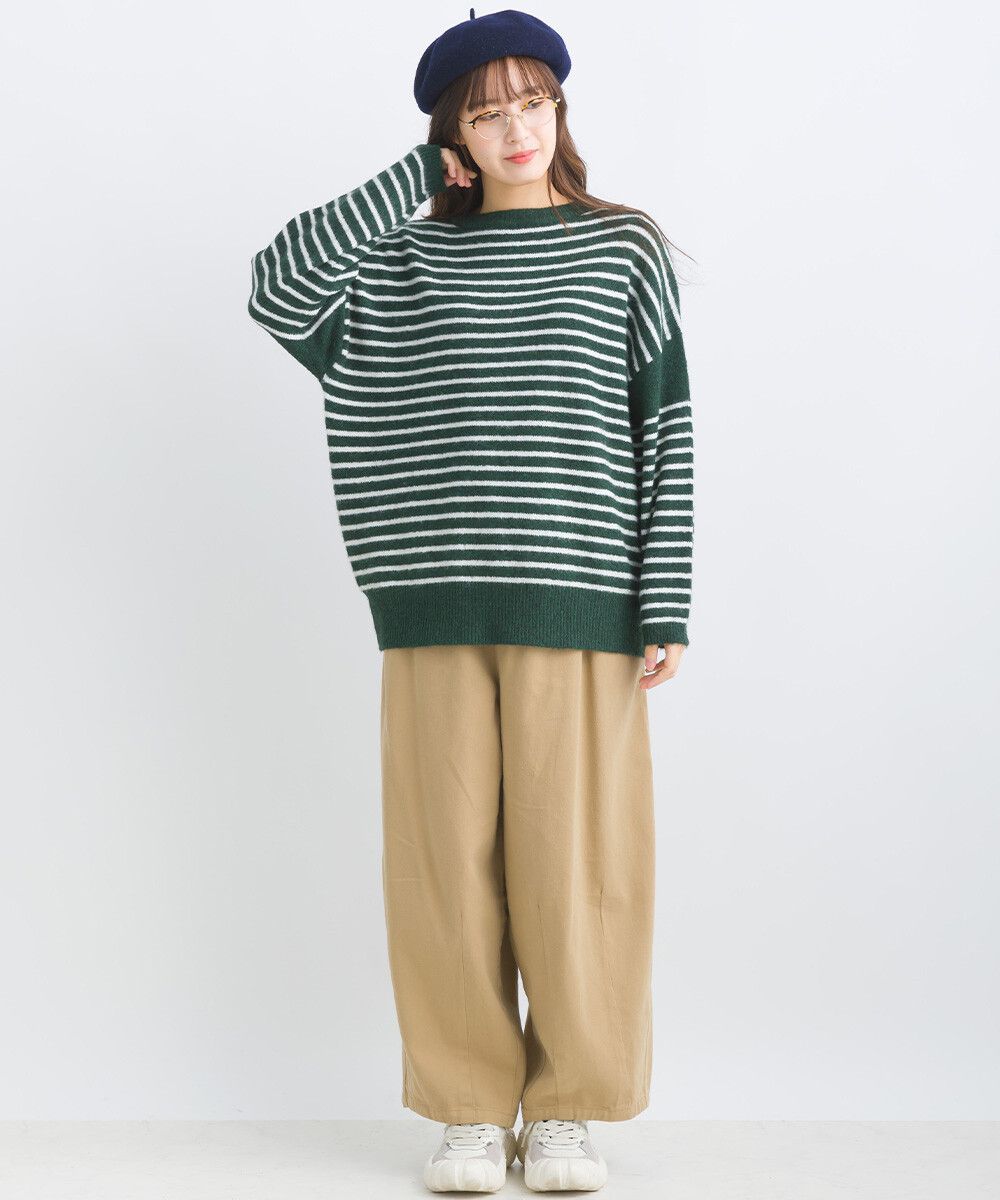 日本女裝代購 - 定番文青感條紋針織上衣-黃