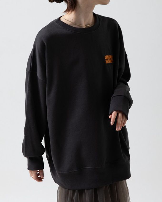 日本 gleam - 裏毛寬版甜點好友印花大學T-奶油米x棕