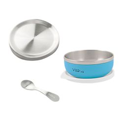 VIIDA - [官方直營] SOUFFLÉ 抗菌不鏽鋼餐具 入學必備3件組-寶貝藍