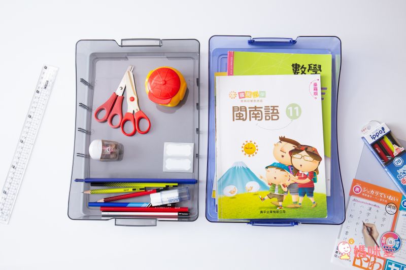 日本文具 SONIC - 雙層抽屜分隔收納盒 (藍)