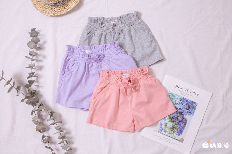 花邊鬆緊純棉短褲-暗粉色