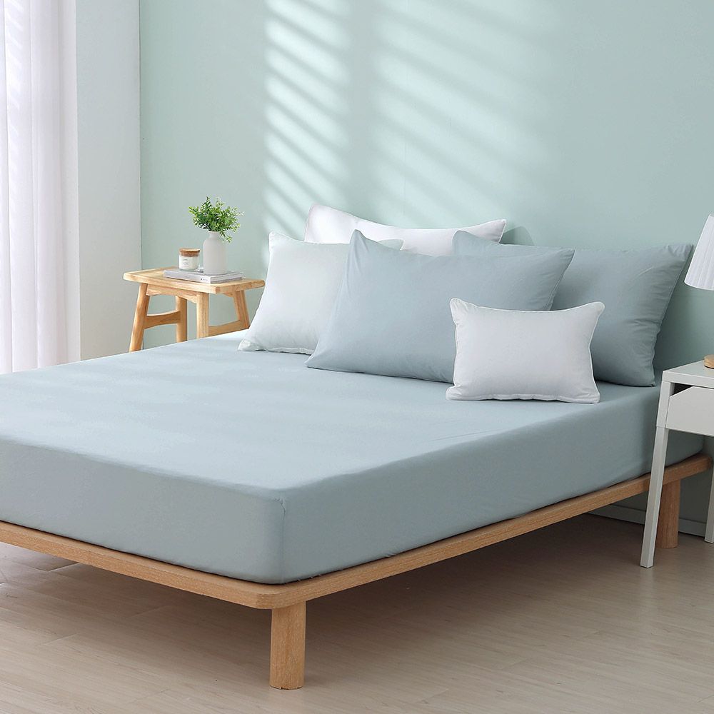 馬卡龍極致冰心涼感床包枕套組-冰石灰-單人