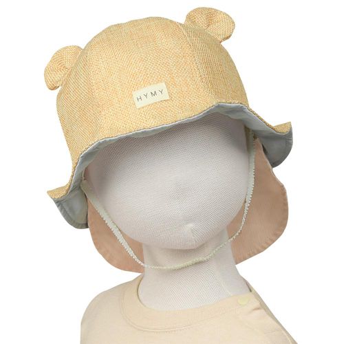 akachan honpo - 鬱金香帽 夏季材質-可洗 附防曬遮陽布-淺卡其色