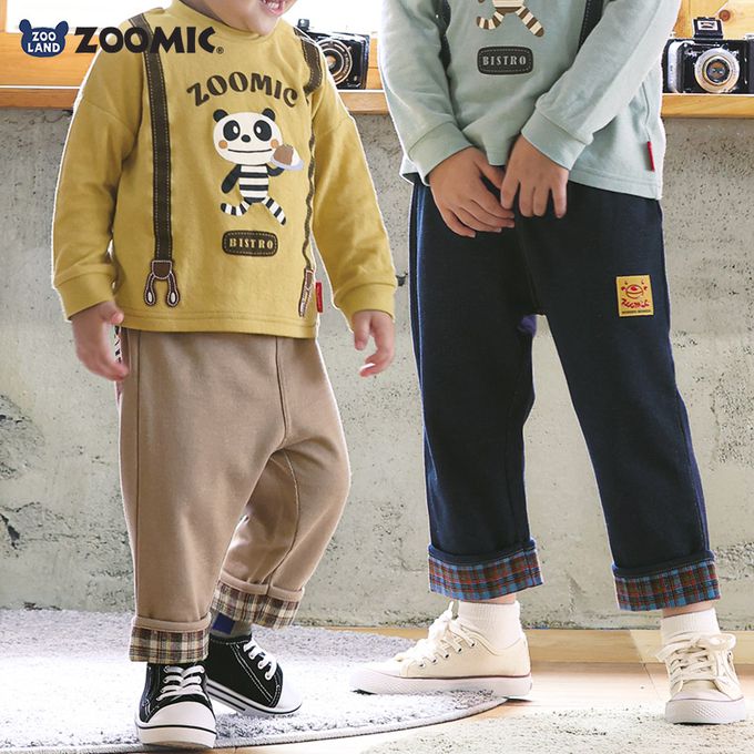 日本 ZOOLAND - 柔軟舒適格紋七分褲-蛋包飯口袋-海軍藍