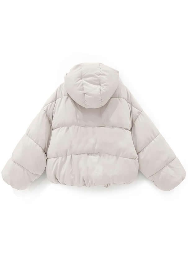 日本 GRL - 保暖科技羽絨連帽外套-淺灰杏 (F)