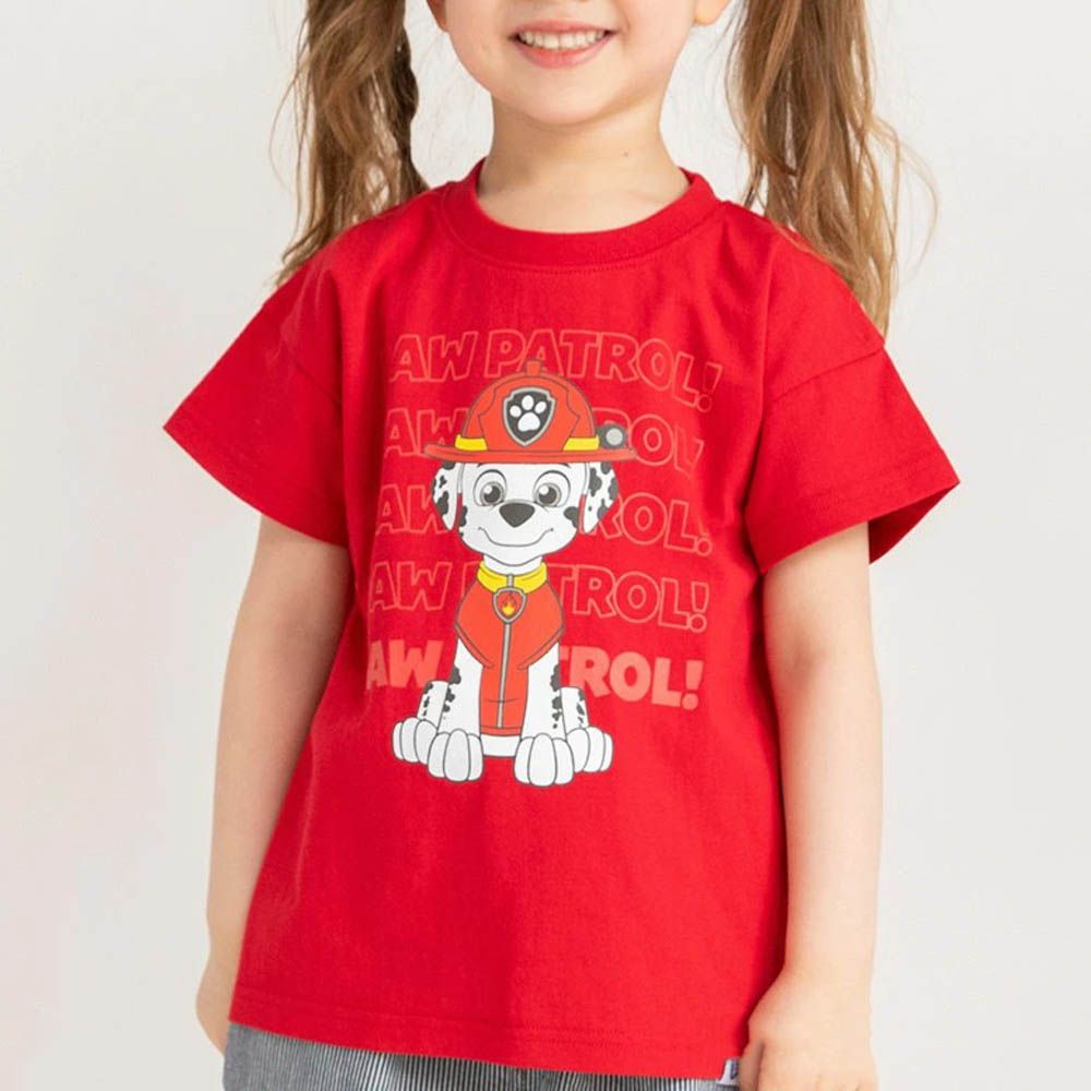 限定聯名短袖上衣-卡通人物毛毛-紅