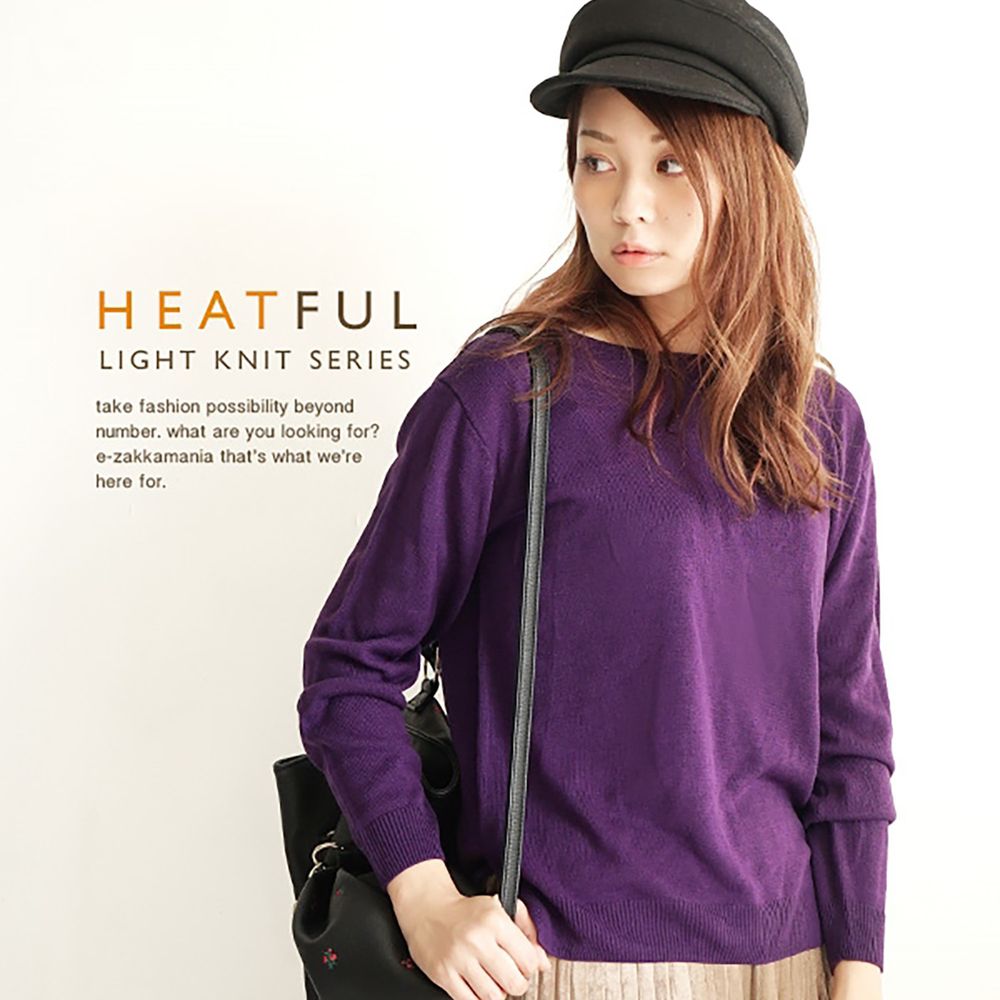日本 zootie - 發熱+4.3°C 特殊表裏異織法針織上衣-紫