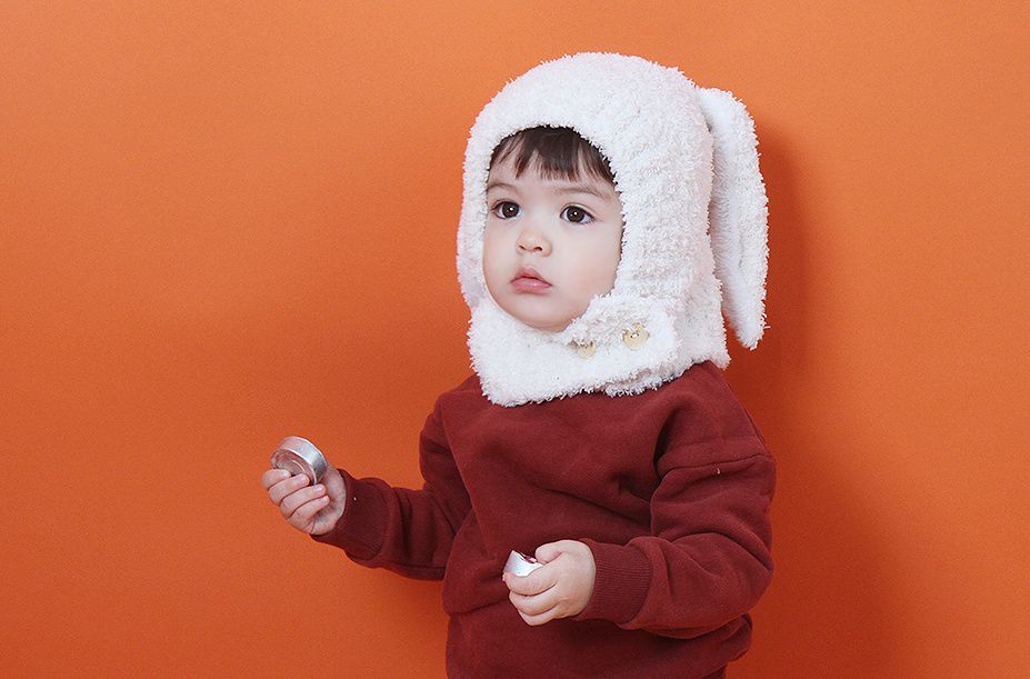 韓國 Babyblee - 兔耳朵遮脖保暖帽-粉紅 (FREE)