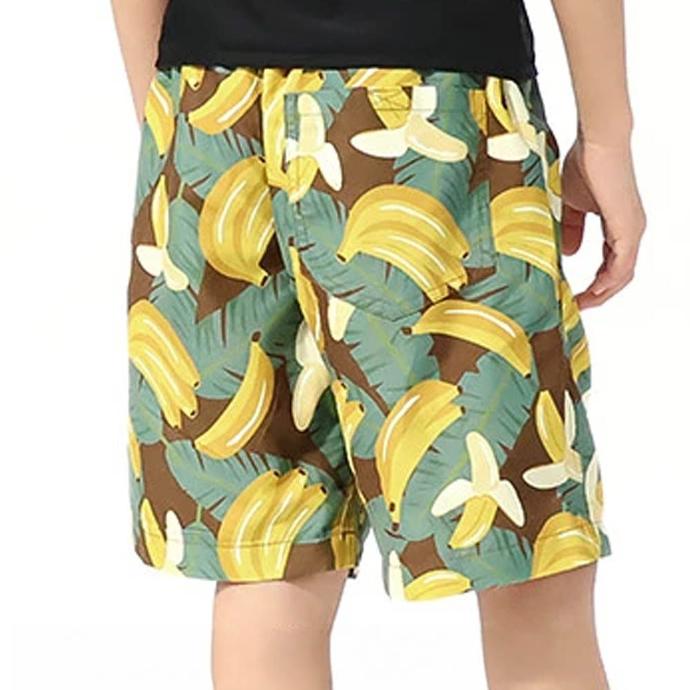 抗UV 童趣印花海灘褲／泳褲(含內褲)-香蕉葉子-棕