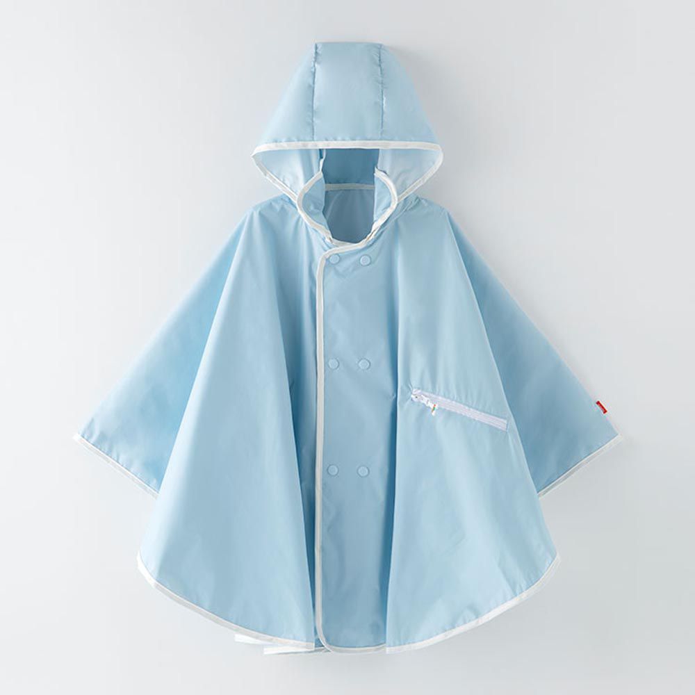 韓國 OZKIZ - 馬卡龍色兒童防風斗篷雨衣(可收納)-天空藍