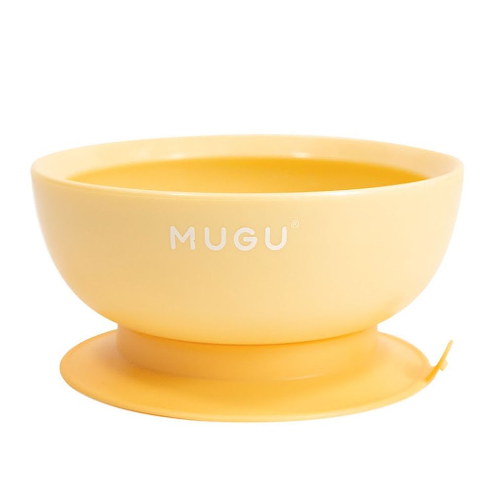 MUGU - 幼兒防漏學習吸盤碗-黃色-450ml