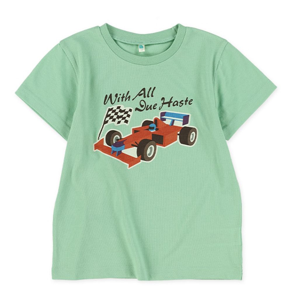 清爽賽車印花短袖上衣-綠