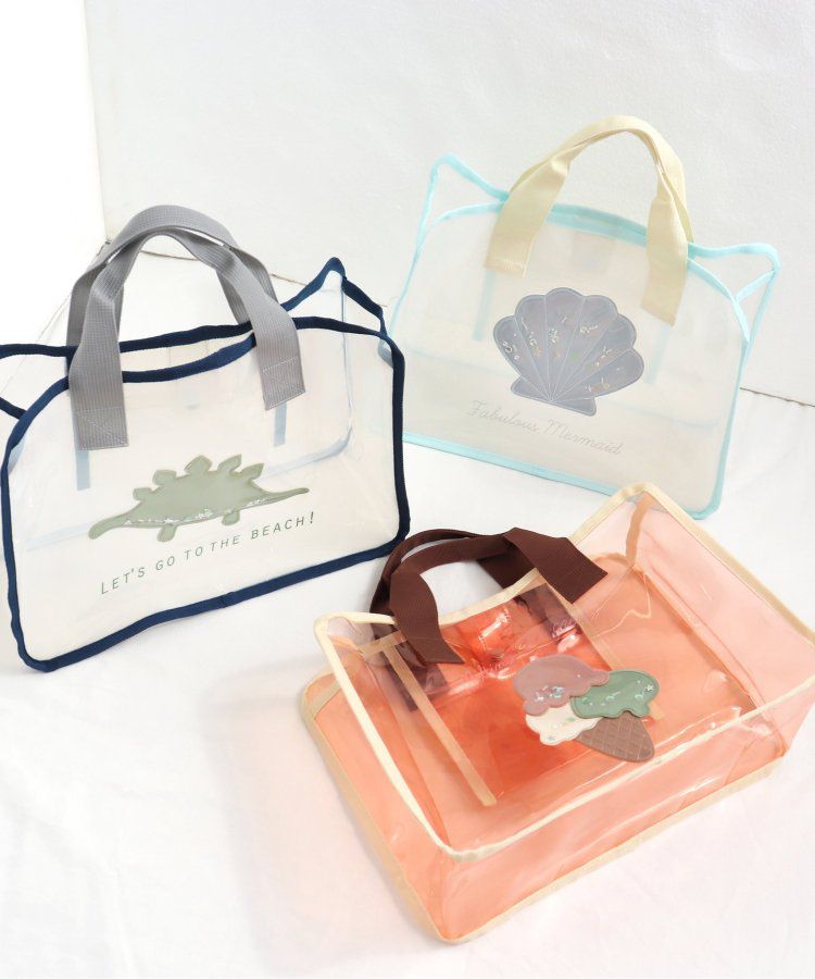 日本 apres les cours - 亮片墜飾防水PVC圓形肩背/手提包-貝殼-水藍