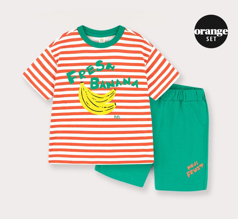 韓國 HEJMINI - 條紋香蕉套裝-藍