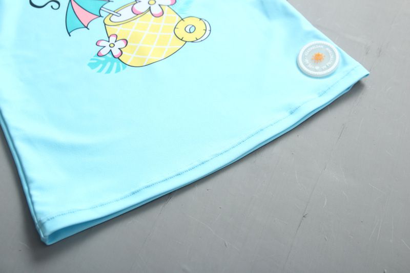 女寶長袖泳裝套裝(附帽子)-鳳梨水果汁-淺粉+藍