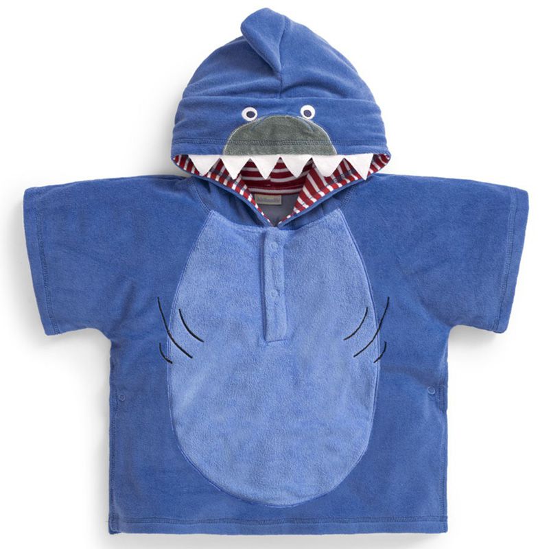 英國 JoJo Maman BeBe - 嬰幼兒/兒童游泳浴巾-藍鯊