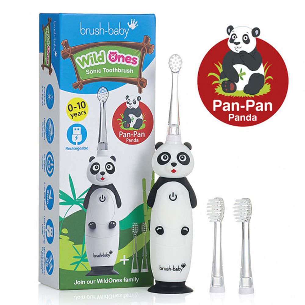 英國 brush-baby - 充電式聲波電動牙刷-熊貓-潘潘-0-10歲