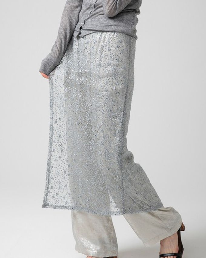 日本 gleam - [疊穿高手]閃亮光澤薄紗半片裙-銀