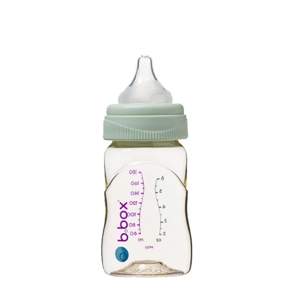澳洲 b.box - PPSU嬰兒寬口圓孔奶瓶-馬卡龍綠-180ml