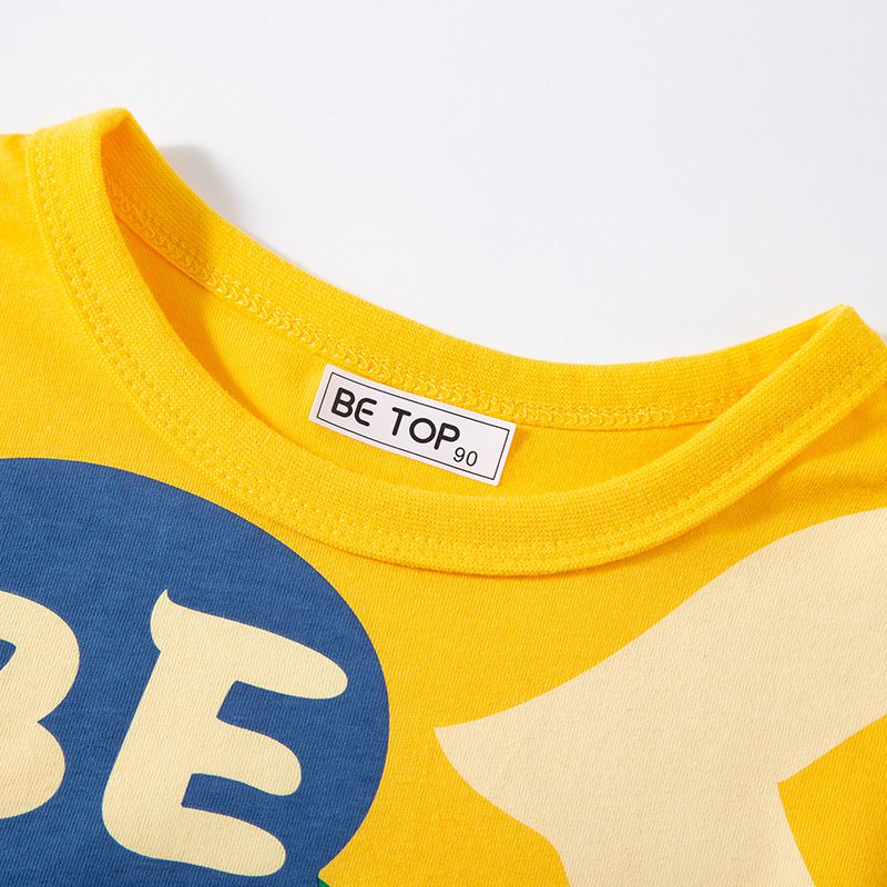 BE TOP - 純棉短袖上衣-逗趣恐龍-黃色