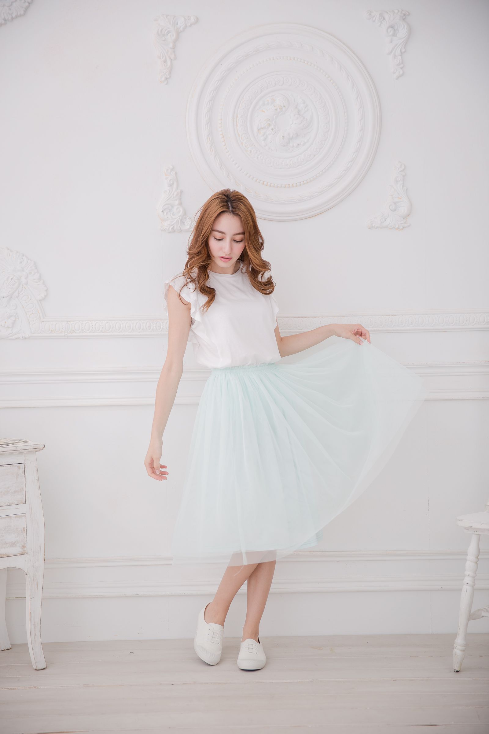 Peachy - 獨家訂製綿柔半身紗裙-半身中長版-薄荷綠 (F)