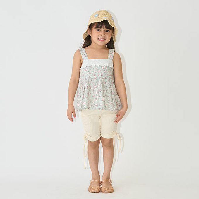 日本 Lycee mine - 側綁帶甜心皺摺合身五分褲-炭灰