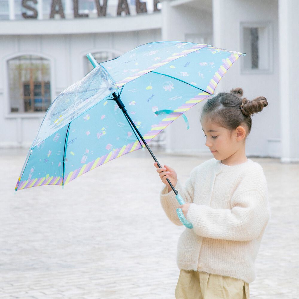 日本中谷 - 透明窗設計兒童雨傘/直傘-獨角獸甜點-粉紫 (50cm(身高115-125cm))