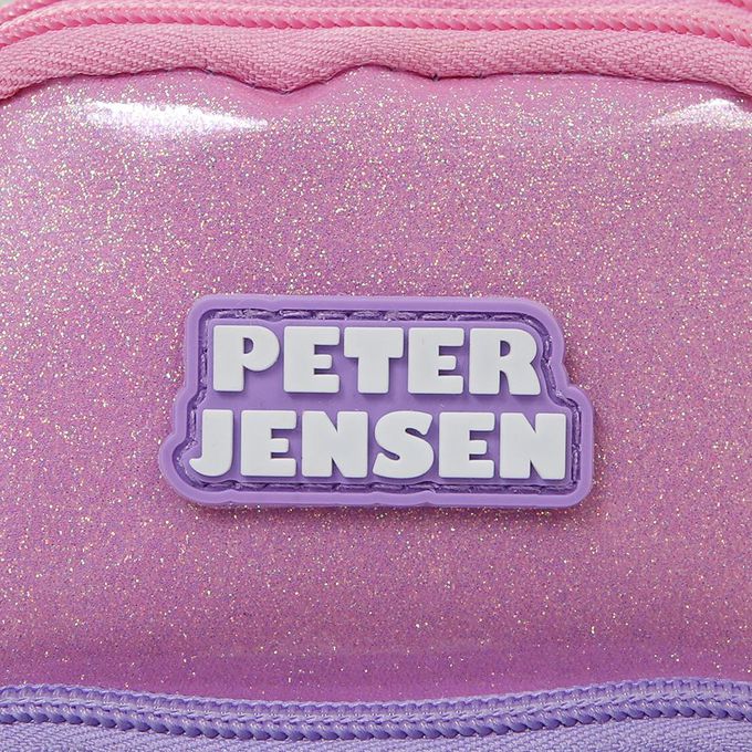 韓國 PETER JENSEN - 愛心獨角獸多夾層輕便斜背包-粉X紫 (10x18.5x4cm)