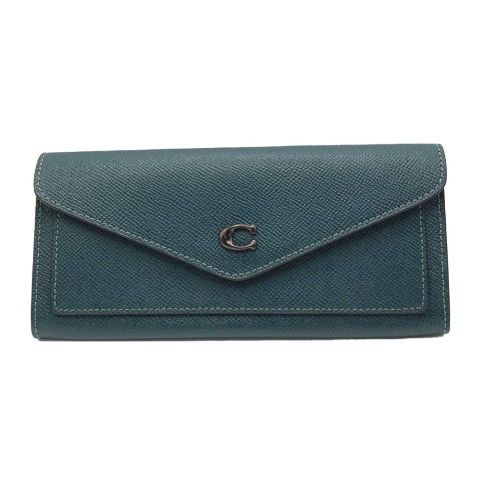 防刮皮革信封長夾 (深綠色)