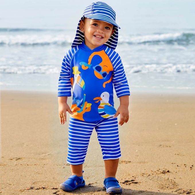 英國 JoJo Maman BeBe - 嬰幼兒/兒童兩件式防曬泳裝-夏日夥伴