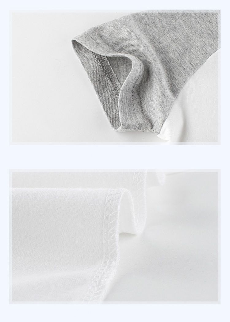 純棉短T-拼接款-藍+白