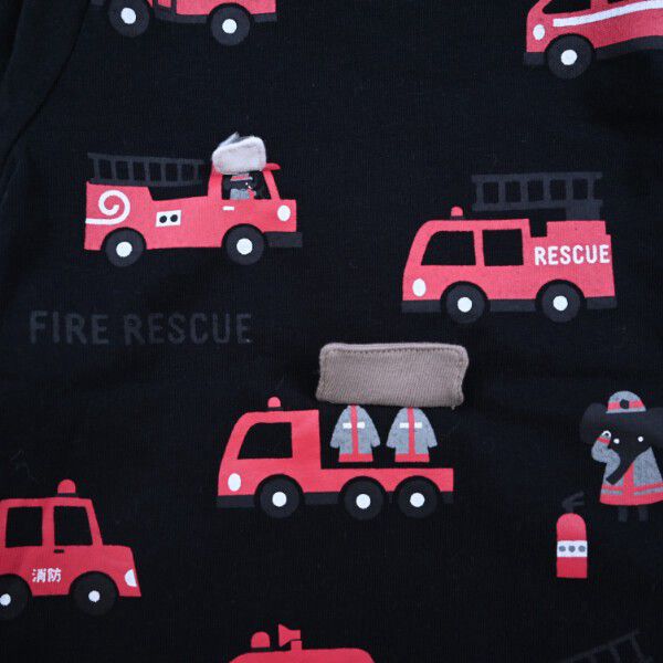 日本 Baby Room - 立體翻翻樂長袖上衣-消防車出動-黃