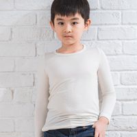 貝柔 Peilou - TENCEL日本吸濕發熱纖維保暖衣-童圓領-米白