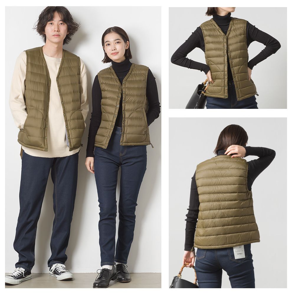 日本 OMNES - 超輕量保暖羽絨背心(媽媽)-杏